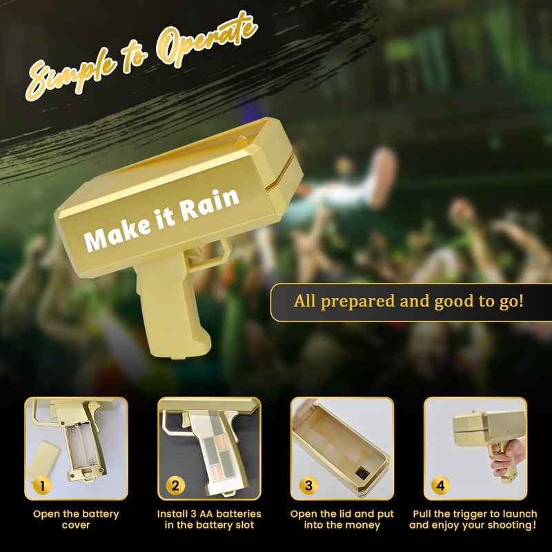 RADSHSP Make It Rain Money Toy Gun Automatic Money Gun Prop Party Shooter Gun for Weddings Birthdays Christmas New Year Night Club Fun Party Surprise Gifts - Image 2
